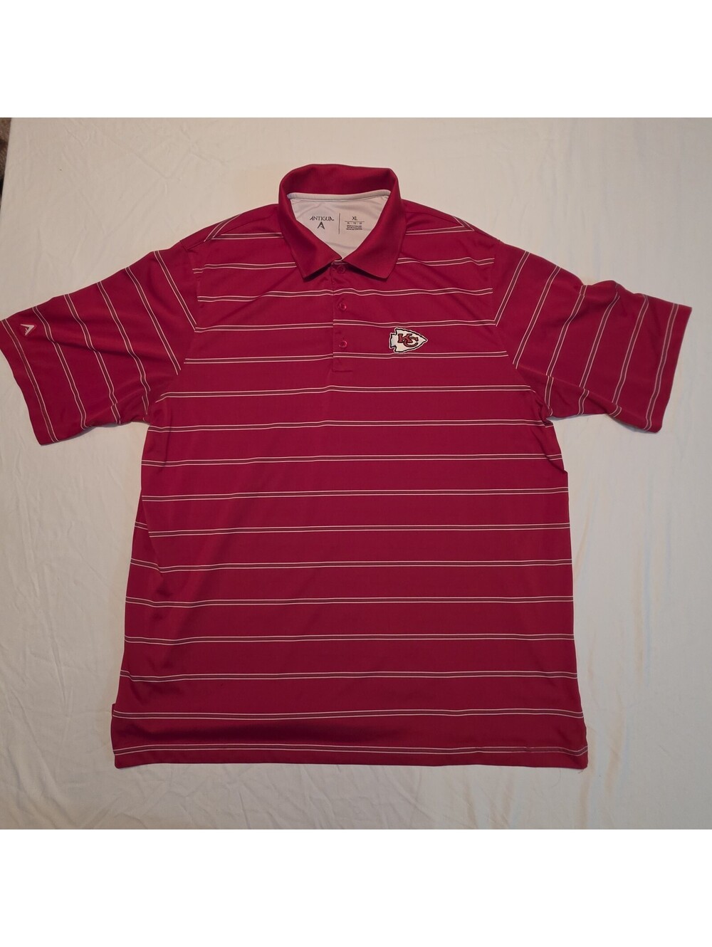 Kansas City Chiefs Antigua Polo Shirt Men’s XL Red Striped NFL Logo 2013